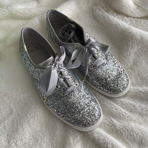 Kate Spade Silver Glitter Sneakers - 9.5M